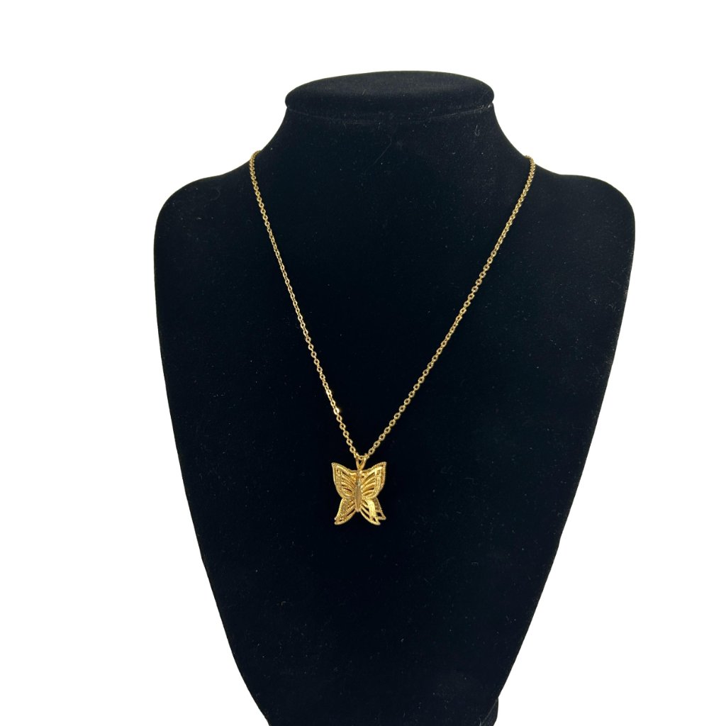 Gold Tone Butterfly Pendant Necklace 16